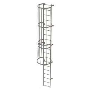 TRI-ARC WLFC1119 Fixed Ladder with Safety Cage, 18 ft, 18 ft Top Step Height, 19 Steps | CU6WHD 25NY86