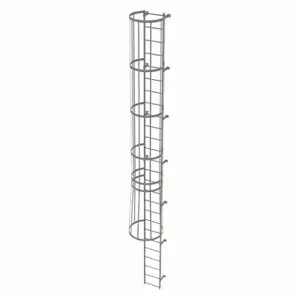 TRI-ARC WLFC1126 Fixed Ladder with Safety Cage, 25 ft, 25 ft Top Step Height, 26 Steps | CU6WHT 25NY93