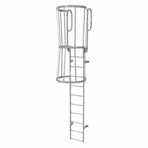 TRI-ARC WLFC1211 Fixed Ladder with Safety Cage, 14 ft, 10 ft Top Step Height, 11 Steps | CU6WGU 25NY98