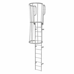 TRI-ARC WLFC1212 Fixed Ladder with Safety Cage, 15 ft, 11 ft Top Step Height, 12 Steps | CU6WGW 25NY99