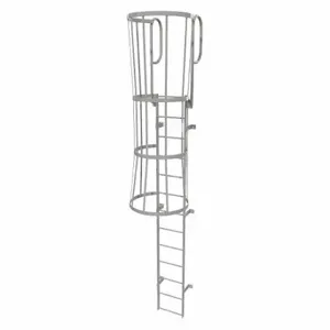 TRI-ARC WLFC1213 Fixed Ladder with Safety Cage, 16 ft, 12 ft Top Step Height, 13 Steps | CU6WGY 25NZ01