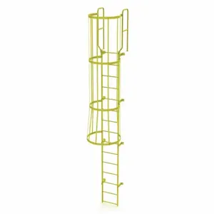 TRI-ARC WLFC1215-Y Ladder, Steel, WalkThru Fixed Cage, 15-Rung | CU6WKF 231D63