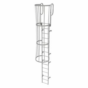 TRI-ARC WLFC1215 Fixed Ladder with Safety Cage, 18 ft, 14 ft Top Step Height, 15 Steps | CU6WHC 25NZ03