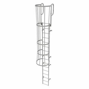 TRI-ARC WLFC1216 Fixed Ladder with Safety Cage, 19 ft, 15 ft Top Step Height, 16 Steps | CU6WHE 25NZ04