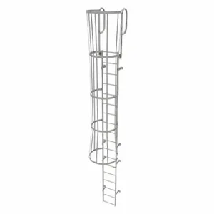 TRI-ARC WLFC1218 Fixed Ladder with Safety Cage, 21 ft, 17 ft Top Step Height, 18 Steps | CU6WHJ 25NZ06