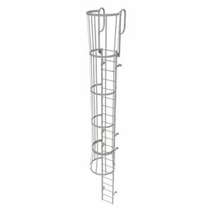 TRI-ARC WLFC1221 Fixed Ladder with Safety Cage, 24 ft, 20 ft Top Step Height, 21 Steps | CU6WHQ 25NZ09