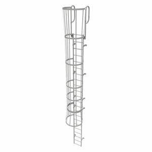 TRI-ARC WLFC1222 Fixed Ladder with Safety Cage, 25 ft, 21 ft Top Step Height, 22 Steps | CU6WJE 25NZ10