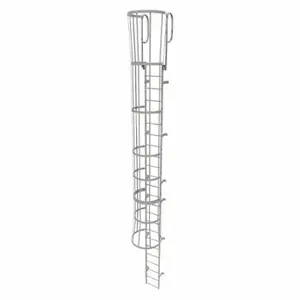 TRI-ARC WLFC1224 Fixed Ladder with Safety Cage, 27 ft, 23 ft Top Step Height, 24 Steps | CU6WHV 25NZ12