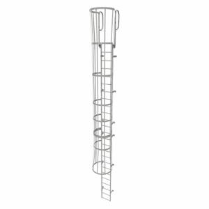 TRI-ARC WLFC1225 Fixed Ladder with Safety Cage, 28 ft, 24 ft Top Step Height, 25 Steps | CU6WHX 25NZ13