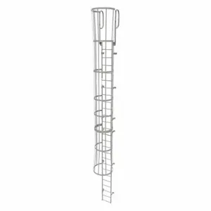 TRI-ARC WLFC1226 Fixed Ladder with Safety Cage, 29 ft, 25 ft Top Step Height, 26 Steps | CU6WHZ 25NZ14