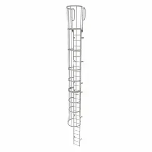 TRI-ARC WLFC1227 Fixed Ladder with Safety Cage, 30 ft, 26 ft Top Step Height, 27 Steps | CU6WJB 25NZ15