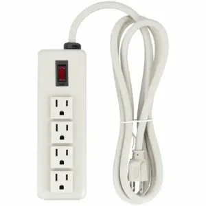 TRIPP LITE 4SPDX Outlet Strip, 4 Outlets, 6 ft Cord Length, 15 A Max. Amps, Beige, NEMA 5-15P | CU6XWR 38M955