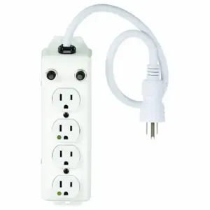 TRIPP LITE PS-402-HG-OEM Outlet Strip, 4 Outlets, 2 ft Cord Length, 15 A Max. Amps, White | CU6XWQ 43MC66