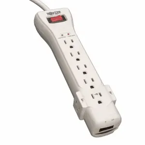 TRIPP LITE SUPER7TEL Datacom Surge Protector, 7 Outlets, Nema 5-15R, Nema 5-15P, Not Allowed, 7 Ft Cord Length | CU6YAC 8F664