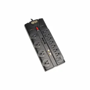 TRIPP LITE TLP1208SAT Datacom Surge Protector, 12 Outlets, Nema 5-15R, Nema 5-15P, Not Allowed, 8 Ft Cord Length | CU6XZX 43MF56