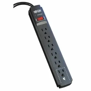 TRIPP LITE TLP606B Surge Protector Outlet Strip, 6 Outlets, NEMA 5-15R, NEMA 5-15P, 6 ft Cord Length, Black | CU6YAW 4HHG7