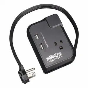 TRIPP LITE TRAVELER3USB Datacom Surge Protector, 3 Outlets, Nema 5-15R, Nema 5-15P, Not Allowed, 1 Ft Cord Length | CU6XZZ 33L730