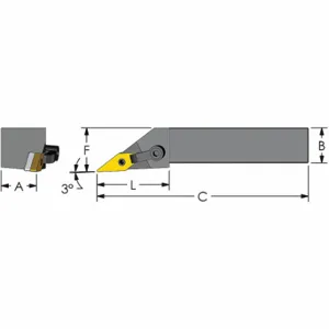 ULTRA-DEX USA MVJNL 12-3B Indexable Turning and Profiling Tool Holder, MVJNL Toolholder, VNMG Insert, Left Hand | CU7ECV 60FE58