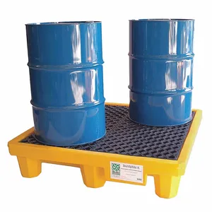 ULTRATECH 1001 Spill Pallet, 4 Drums, With Drain, Yellow | CM8AYK