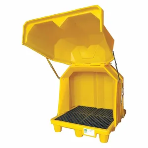 ULTRATECH 1081 Spill Pallet, Hard Top, 4 Drums, With Drain, Yellow | CM8ARZ