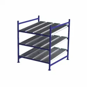 UNEX FLOW CELL FC99SR60603-S Gravity Flow Rack, Starter, 60 Inch x 60 Inch, 72 Inch Overall Height, Tilted, 3 Shelves | CU7EJC 46KF59