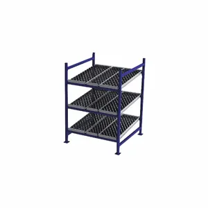 UNEX FLOW CELL FC99SW48483-S Gravity Flow Rack, Starter, 48 Inch x 48 Inch, 72 Inch Overall Height, Tilted, 3 Shelves | CU7EHM 46KF75