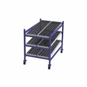 UNEX FLOW CELL FCM99SW36603 Gravity Flow Rack, 36 Inch x 60 Inch x 54 Inch, Tilt, 3 Shelves, Rubber | CU7EFL 46KF26