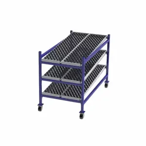 UNEX FLOW CELL FCM99SW36723 Gravity Flow Rack, 36 Inch x 72 Inch x 54 Inch, Tilt, 3 Shelves, Rubber | CU7EFN 46KF27