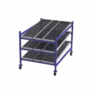 UNEX FLOW CELL FCM99SW48723 Gravity Flow Rack, 48 Inch x 72 Inch x 54 Inch, Tilt, 3 Shelves, Rubber | CU7EFV 46KF30