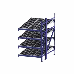 UNEX FLOW CELL RR99S2W4X6-A Gravity Flow Rack, Add-On, 48 Inch x 72 Inch, 84 Inch Overall Height, Tilted, 4 Shelves | CU7EKW 46KG75