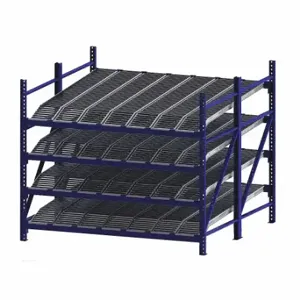 UNEX FLOW CELL RR99K2R8X8-S Gravity Flow Rack, Starter, 96 Inch x 96 Inch, 84 Inch Overall Height, Tilted, 4 Shelves | CU7ELW 46KH02