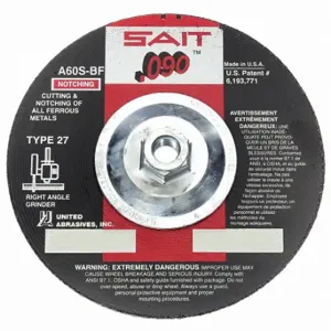 UNITED ABRASIVES-SAIT 20916 Depressed Center Wheels, 7 Inch Dia, 5/8-11 Inch Hole, Aluminum Oxide | CU7EWB 1AUE5