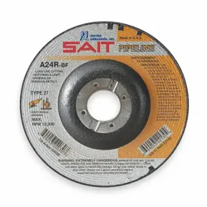 UNITED ABRASIVES-SAIT 22055 Depressed Center Wheels, 7 Inch Dia, 7/8 Inch Hole, Aluminum Oxide, 24 Grit | CU7EWF 2KMJ8