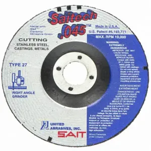 UNITED ABRASIVES-SAIT 22068 Depressed Center Wheels, 4 Inch Dia, 5/8 Inch Hole, Ceramic, 36 Grit | CU7EVR 1AUB8