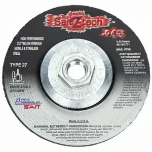 UNITED ABRASIVES-SAIT 23309 Depressed Center Wheels, 5 Inch Dia, 5/8-11 Inch Hole, Zirconia Alumina | CU7EWT 31NJ37