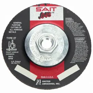 UNITED ABRASIVES-SAIT 23318 Depressed Center Wheels, 4 1/2 Inch Dia, 5/8-11 Inch Hole, Aluminum Oxide | CU7EWV 31NJ30