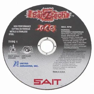 UNITED ABRASIVES-SAIT 23316 Abrasive Cut-Off Wheel, 6 Inch Abrasive Wheel Dia, Aluminum Oxide, Type 1 | CU7EVM 1AUA4