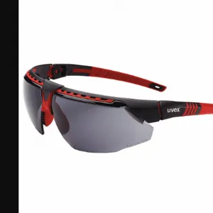 UVEX BY HONEYWELL S2861HS Safety Glass, Anti-Fog /Anti-Scratch, Brow Foam Lining, Wraparound Frame, Gray, Red | CJ3FQE 401Y34