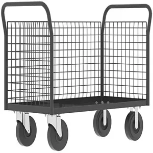 VALLEY CRAFT F80118VCGY Cage Cart, 3 Sided, 1600 lbs Capacity, 30 Inch Base, Gray, 64 x 30 x 37 Inch Size | CJ6TJH