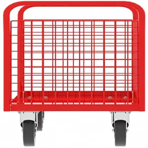 VALLEY CRAFT F80125VCRD Cage Cart, 3 Sided, 1600 lbs Capacity, 24 Inch Base, Red, 52 x 24 x 37 Inch Size | CJ6TJG