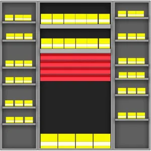 VALLEY CRAFT F88129A0 Utility Drawer Cabinet, 14 Shelves And 52 Bins, 800 Lbs Load Cap. | AJ8GDA
