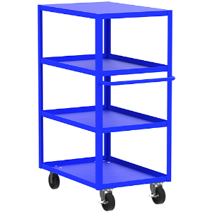 VALLEY CRAFT F89171BUMO 4 Shelf Utility Cart with Flush Top, 24 x 36 x 56 Inch Size, Blue, Mold On Caster | CJ6TQV