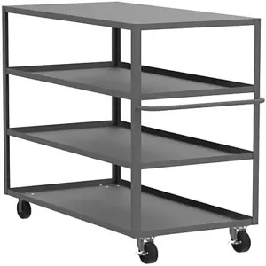 VALLEY CRAFT F89169GYMO 4 Shelf Utility Cart with Flush Top, 24 x 48 x 56 Inch Size, Gray, Mold On Caster | CJ6TRF