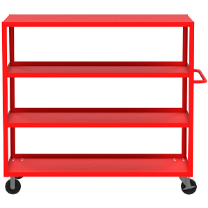 VALLEY CRAFT F89171RDMO 4 Shelf Utility Cart with Flush Top, 24 x 36 x 56 Inch Size, Red, Mold On Caster | CJ6TQQ