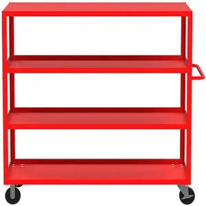 VALLEY CRAFT F89246RDPH 4 Shelf Utility Cart With Flush Top, 30 x 48 Inch Shelf, Red, 30 x 53 x 56 Inch Size | CJ6TRQ