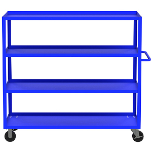 VALLEY CRAFT F89172BUMO 4 Shelf Utility Cart with Lip, 24 x 36 x 56 Inch Size, Blue, Mold On Caster | CJ6TQN