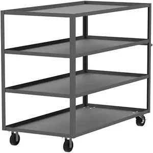 VALLEY CRAFT F89172GYMO 4 Shelf Utility Cart with Lip, 24 x 36 x 56 Inch Size, Gray, Mold On Caster | CJ6TQL