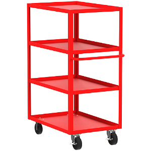 VALLEY CRAFT F89172RDPH 4 Shelf Utility Cart with Lip, 24 x 36 Inch Shelf, Red, 24 x 41 x 56 Inch Size | CJ6TQH