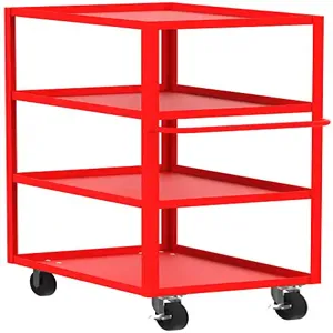 VALLEY CRAFT F89170RDPH 4 Shelf Utility Cart with Lip, 24 x 48 Inch Shelf, Red, 24 x 53 x 56 Inch Size | CJ6TQW