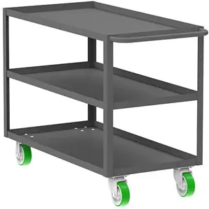 VALLEY CRAFT F89174GYPY 3 Shelf Utility Cart With Lip, 30 x 60 Inch Shelf, Gray, 30 x 65 x 36 Inch Size | CJ6TPX